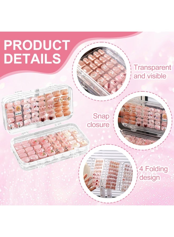 مجموعة صندوق تخزين الأظافر، طقم أظافر لاصقة، حامل عرض فن الأظافر، منظم أظافر قابل للطي بثلاثة مستويات، لتخزين الأظافر - Image 2